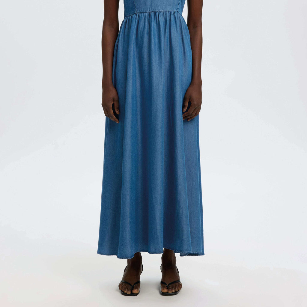 selected femme denim dress Selected Femme denim dress with button front in mid blue wash
