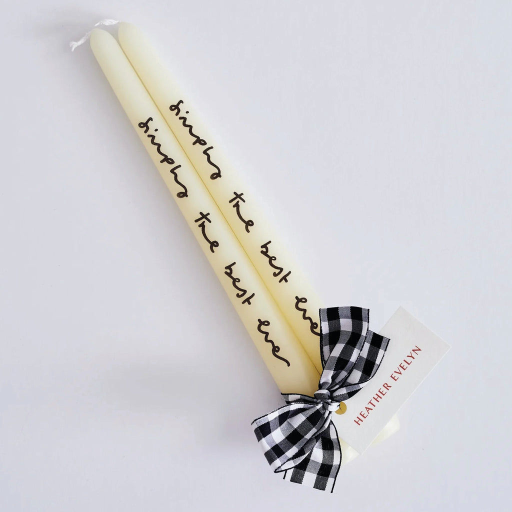 Set of two ivory candles with "Simply The Best Ever Candles" tied with gingham ribbon.
Simply The Best Ever Candles - Jo And Co Simply The Best Ever Candles