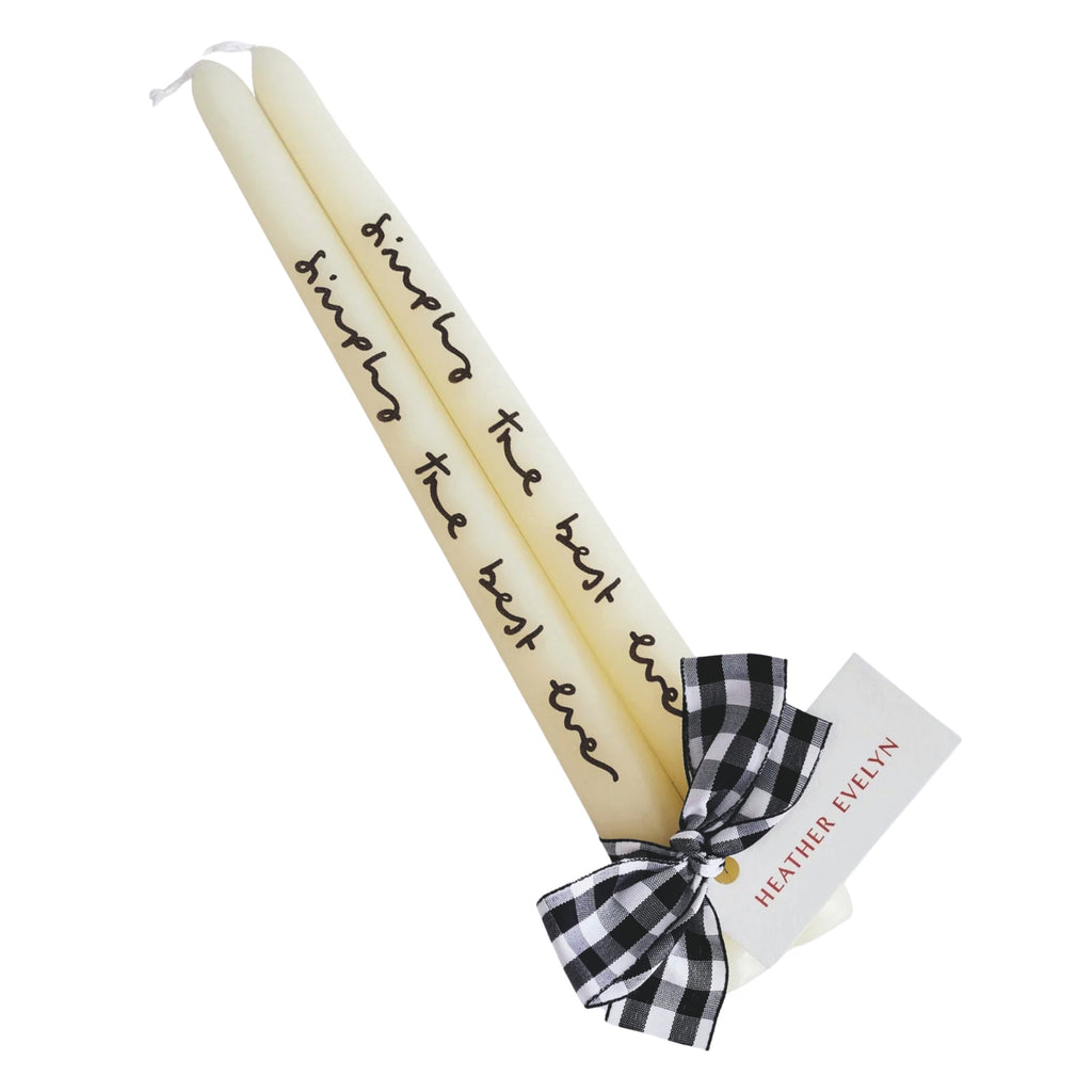 Set of two ivory candles with "Simply The Best Ever Candles" tied with gingham ribbon.
Simply The Best Ever Candles - Jo And Co Simply The Best Ever Candles