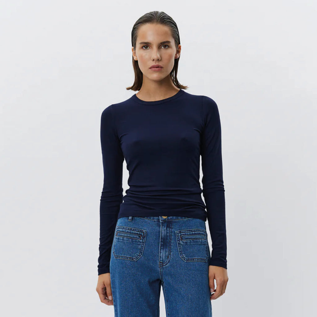 Slim-fit navy long sleeved top with round neckline.
Sofie Schnoor Navy Petricia Long Sleeve Top - Jo And Co Sofie Schnoor Navy Petricia Long Sleeve Top - Sofie Schnoor