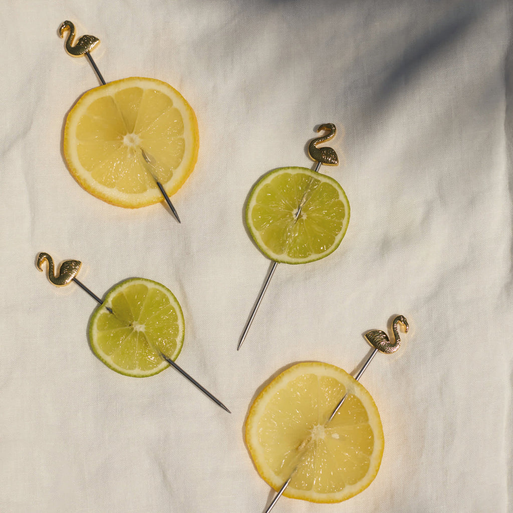 Set of 4 flamingo cocktail picks.
Lily Flamingo Cocktail Picks - Jo And Co Lily Flamingo Cocktail Picks - Designworks Ink