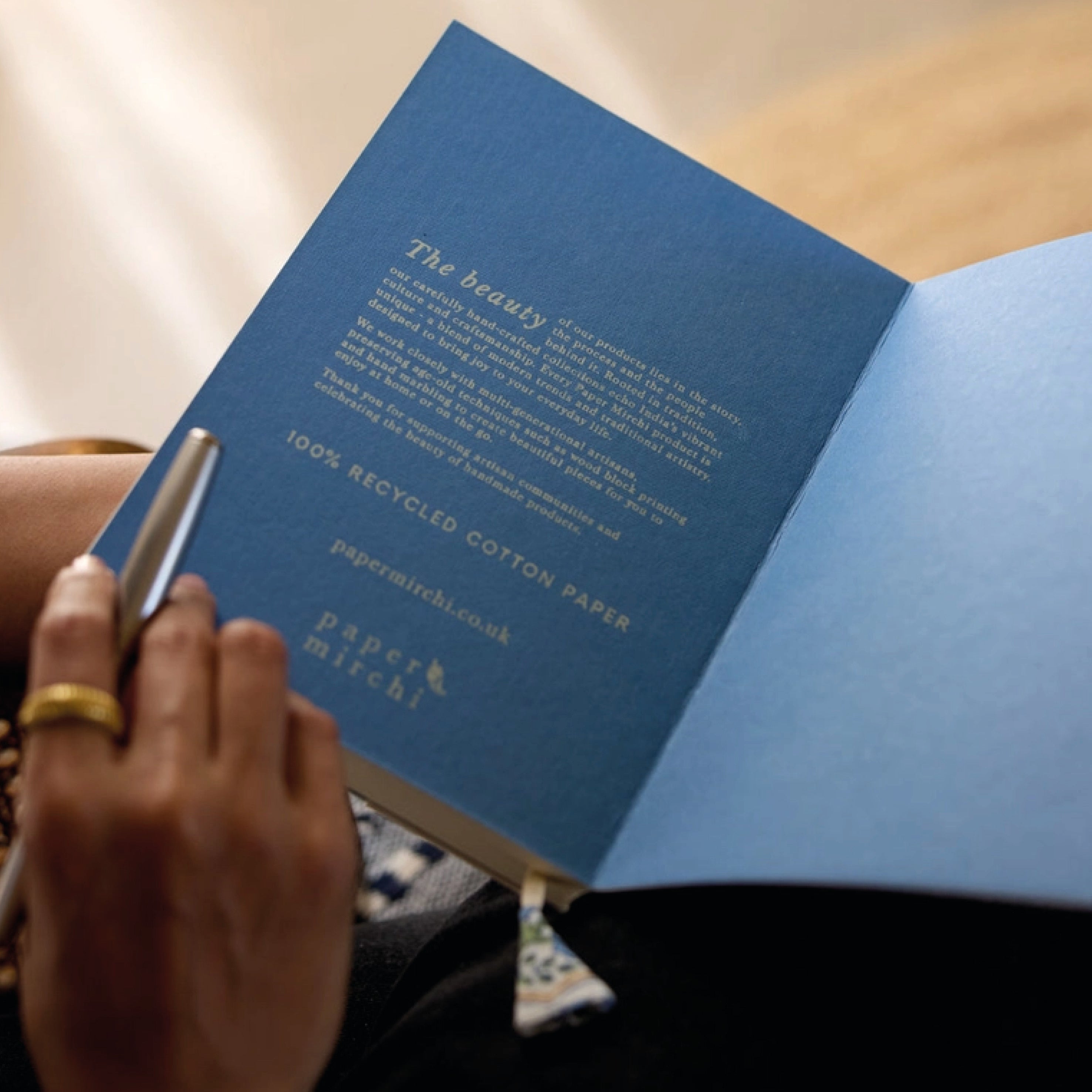 Trellis Indigo Block Printed Ruled Notebook Paper Mirchi – Jo & Co Home