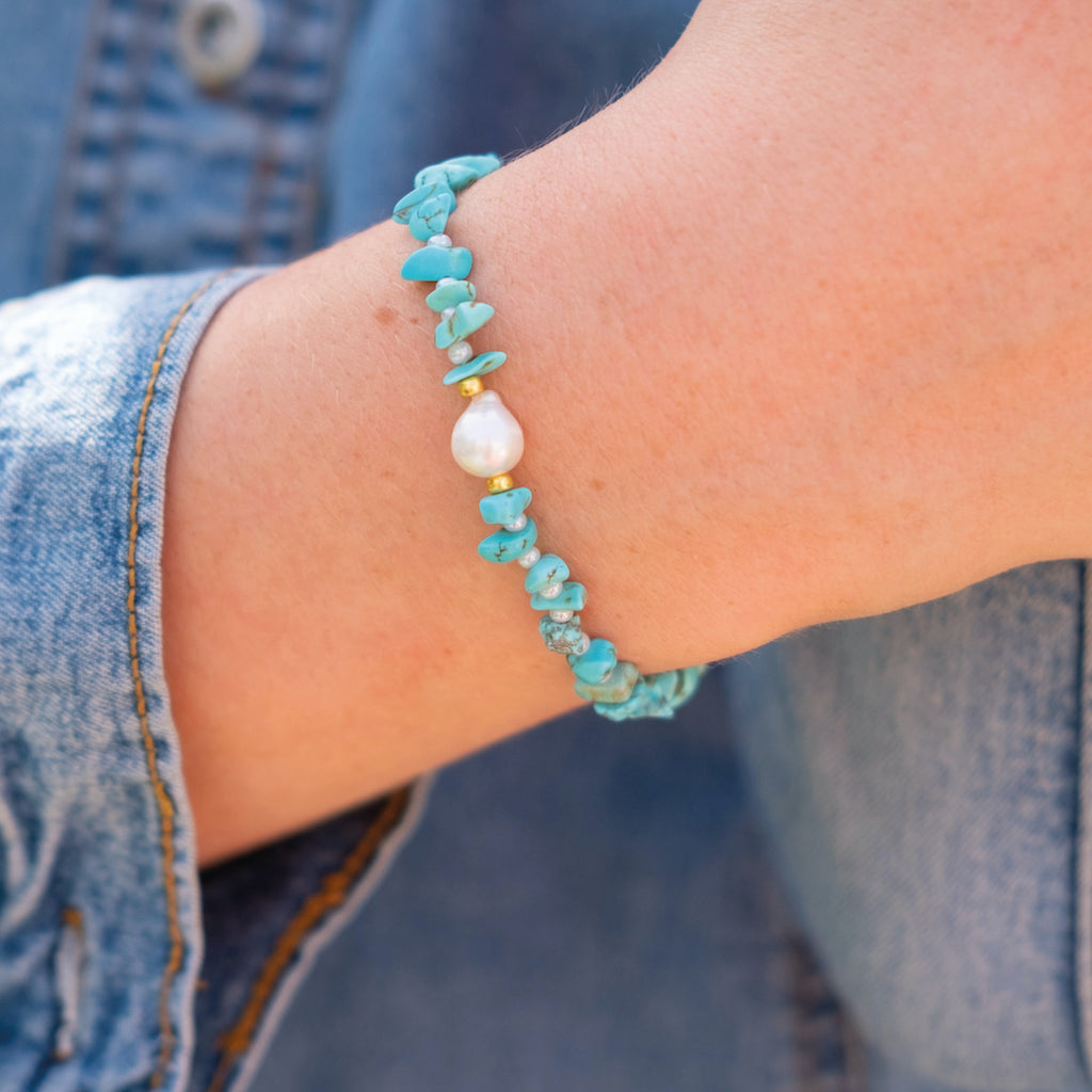 Turquoise & Pearl Crystal Bracelet - Jo And Co Tinkalink Turquoise & Pearl Crystal Bracelet - Tinkalink