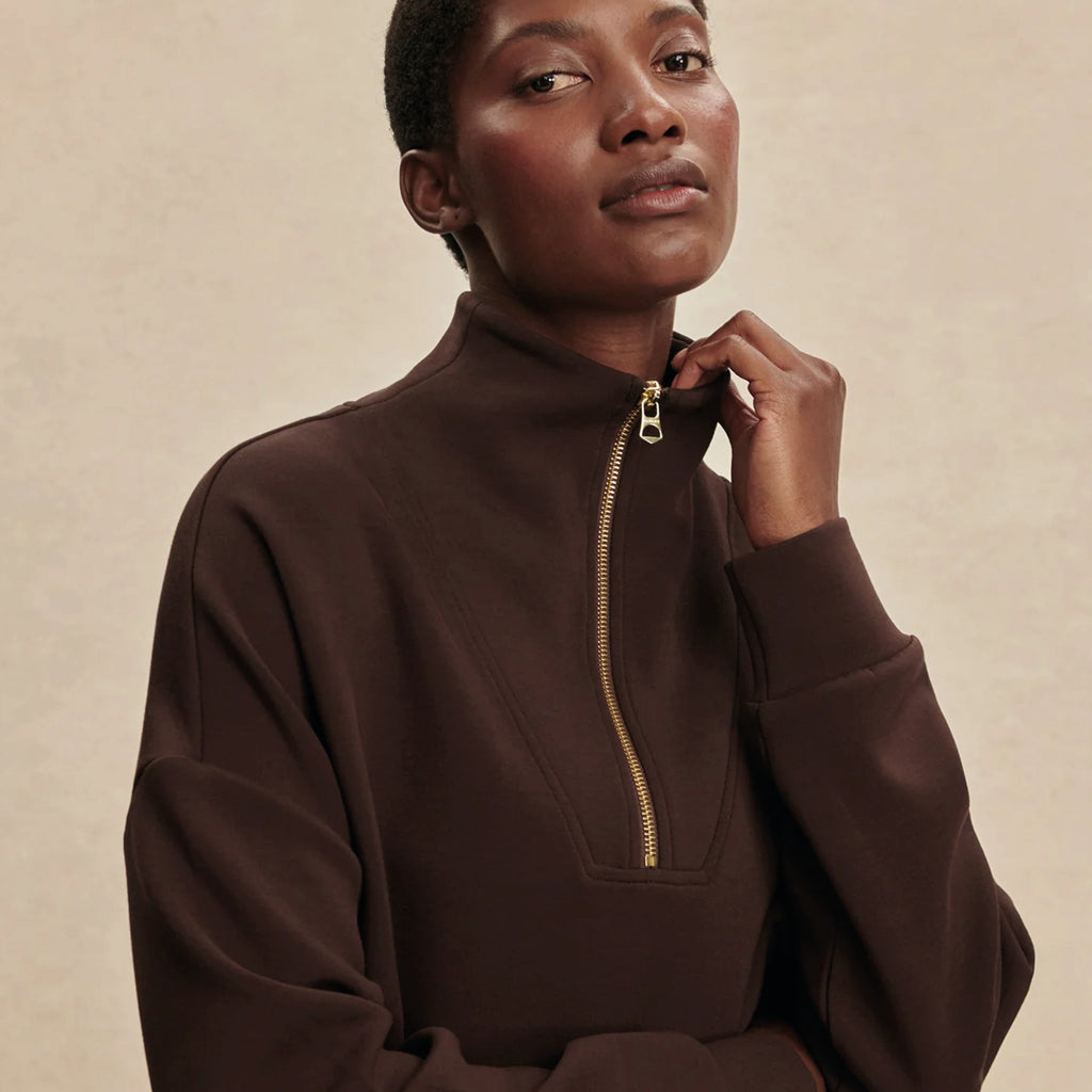 Varley Coffee Bean Hawley Half Zip Sweat - Jo And Co Varley Coffee Bean Hawley Half Zip Sweat - Varley