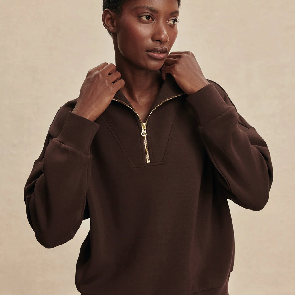 Varley Coffee Bean Hawley Half Zip Sweat - Jo And Co Varley Coffee Bean Hawley Half Zip Sweat - Varley