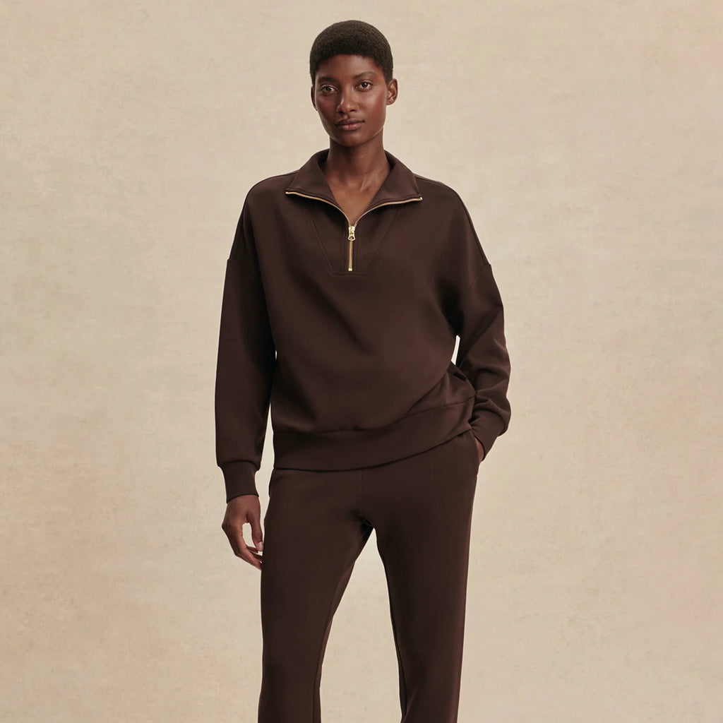 Varley Coffee Bean Hawley Half Zip Sweat - Jo And Co Varley Coffee Bean Hawley Half Zip Sweat - Varley