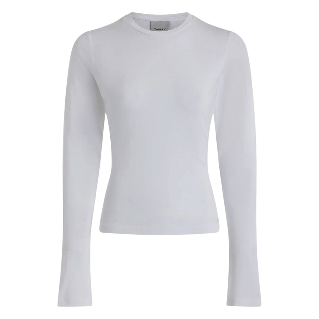 Varley Edna White Long Sleeve Fitted Tee - Jo And Co Varley Edna White Long Sleeve Fitted Tee - Varley
