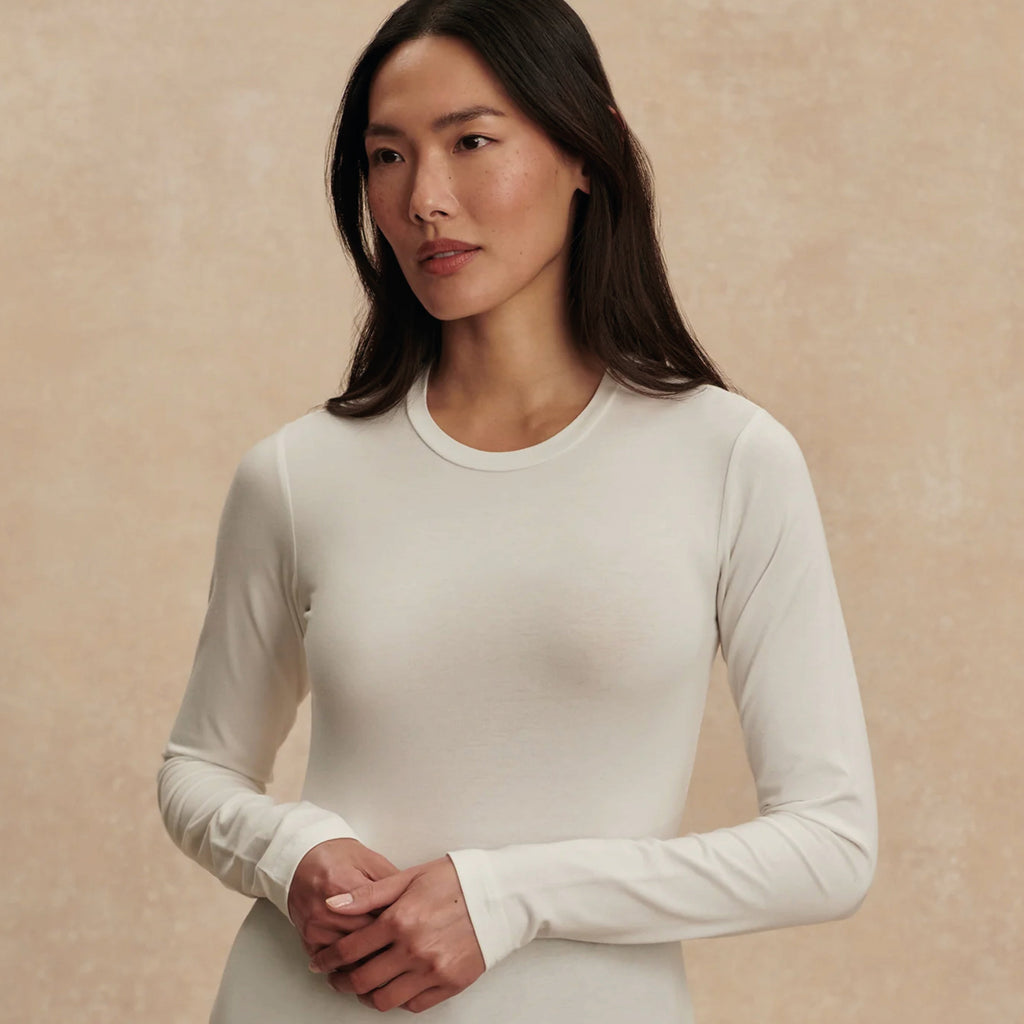 Varley Edna White Long Sleeve Fitted Tee - Jo And Co Varley Edna White Long Sleeve Fitted Tee - Varley