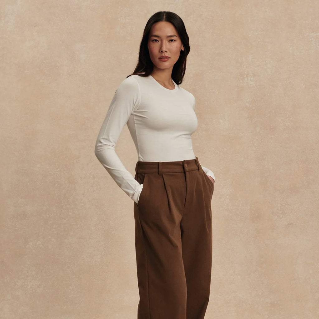 Varley Edna White Long Sleeve Fitted Tee - Jo And Co Varley Edna White Long Sleeve Fitted Tee - Varley