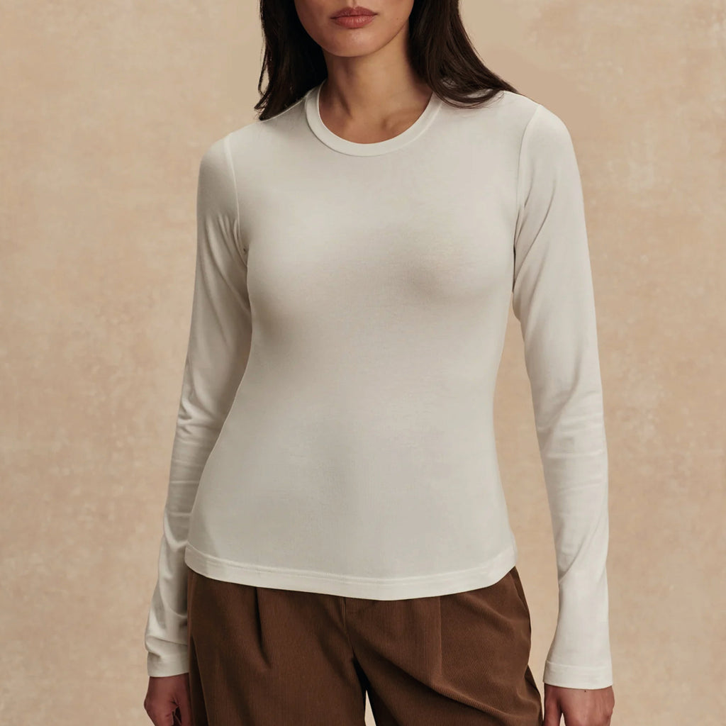 Varley Edna White Long Sleeve Fitted Tee - Jo And Co Varley Edna White Long Sleeve Fitted Tee - Varley