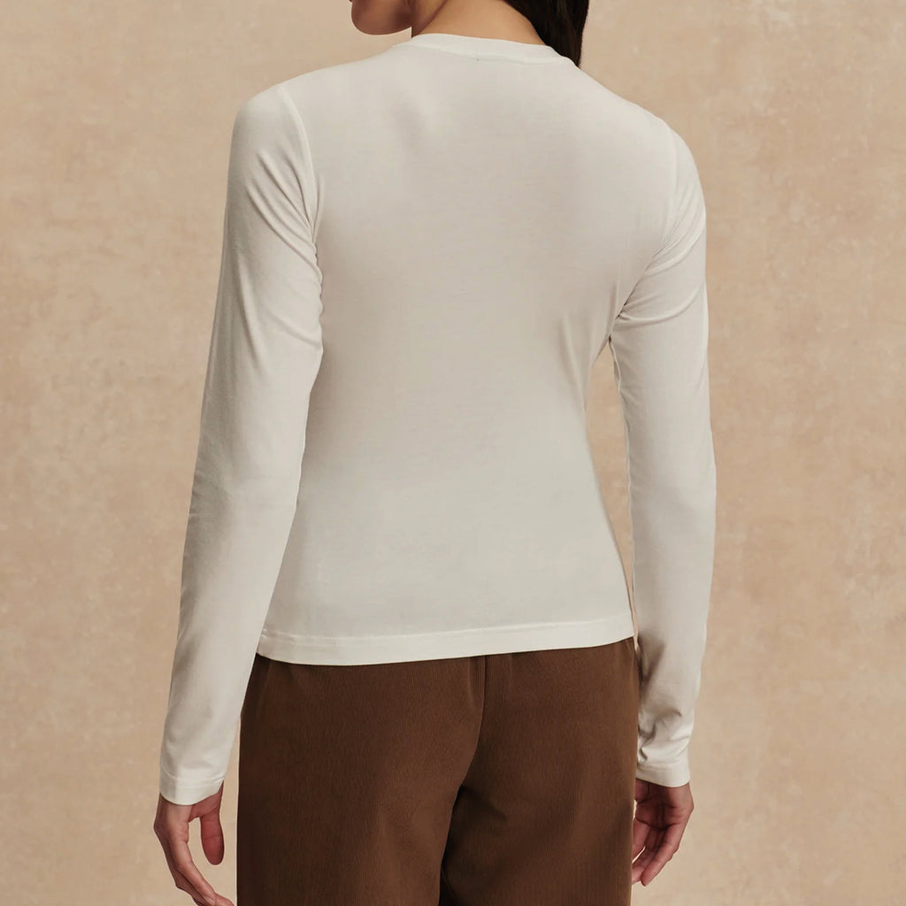 Varley Edna White Long Sleeve Fitted Tee - Jo And Co Varley Edna White Long Sleeve Fitted Tee - Varley