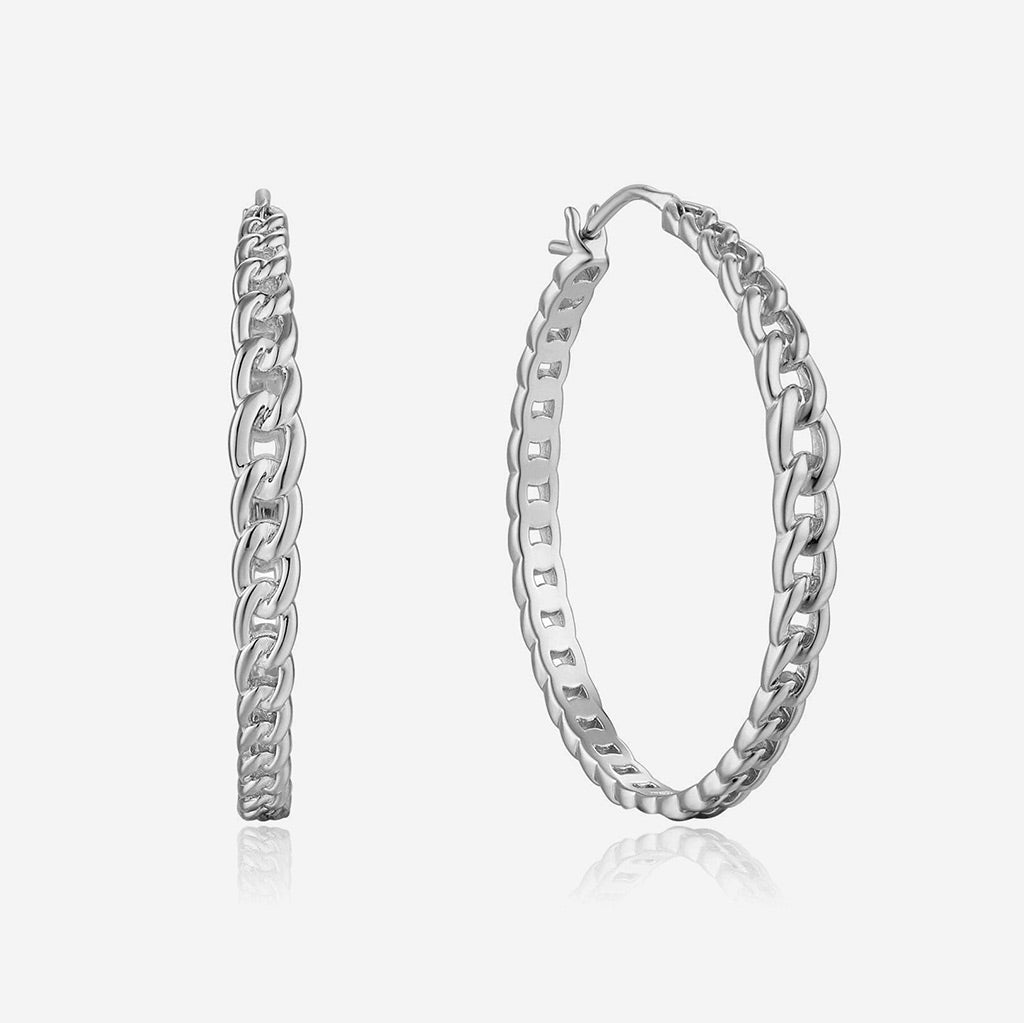 Ania Haie Silver Curb Chain Hoop Earrings - Jo & Co Home