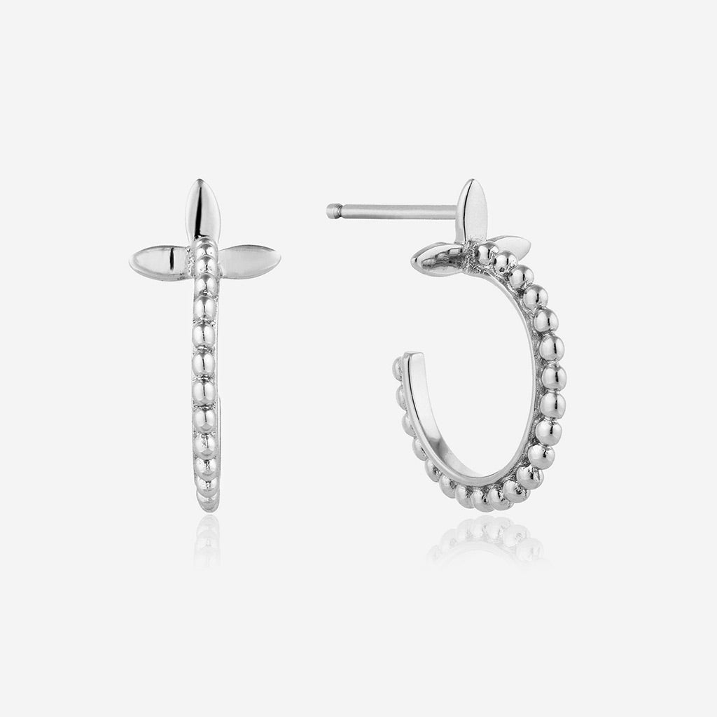Ania Haie Silver Modern Beaded Hoop Earrings - Jo & Co Home