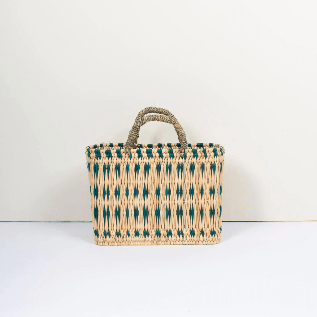 Bohemia Design Small Green Woven Reed Basket - Jo & Co Home
