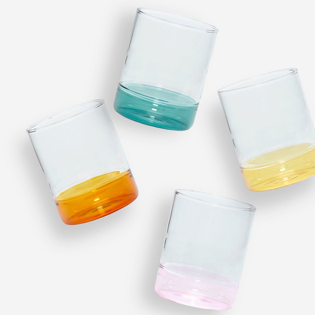 Clear Drinking Glass With Coloured Base - Jo & Co HomeClear Drinking Glass With Coloured BaseHubsch
