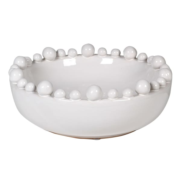 Decorative White Bobble Edged Bowl - Jo & Co Home