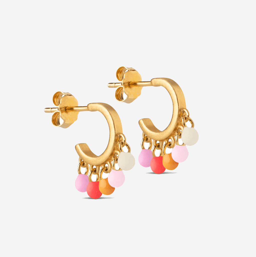 Enamel Copenhagen Bubblegum Rainbow Gold Hoop earrings - Jo & Co Home