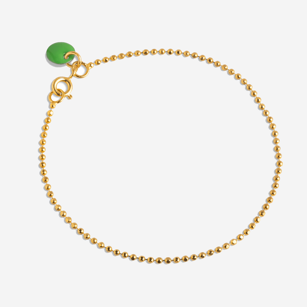Enamel Copenhagen Green Ball Chain Gold Bracelet - Jo & Co Home