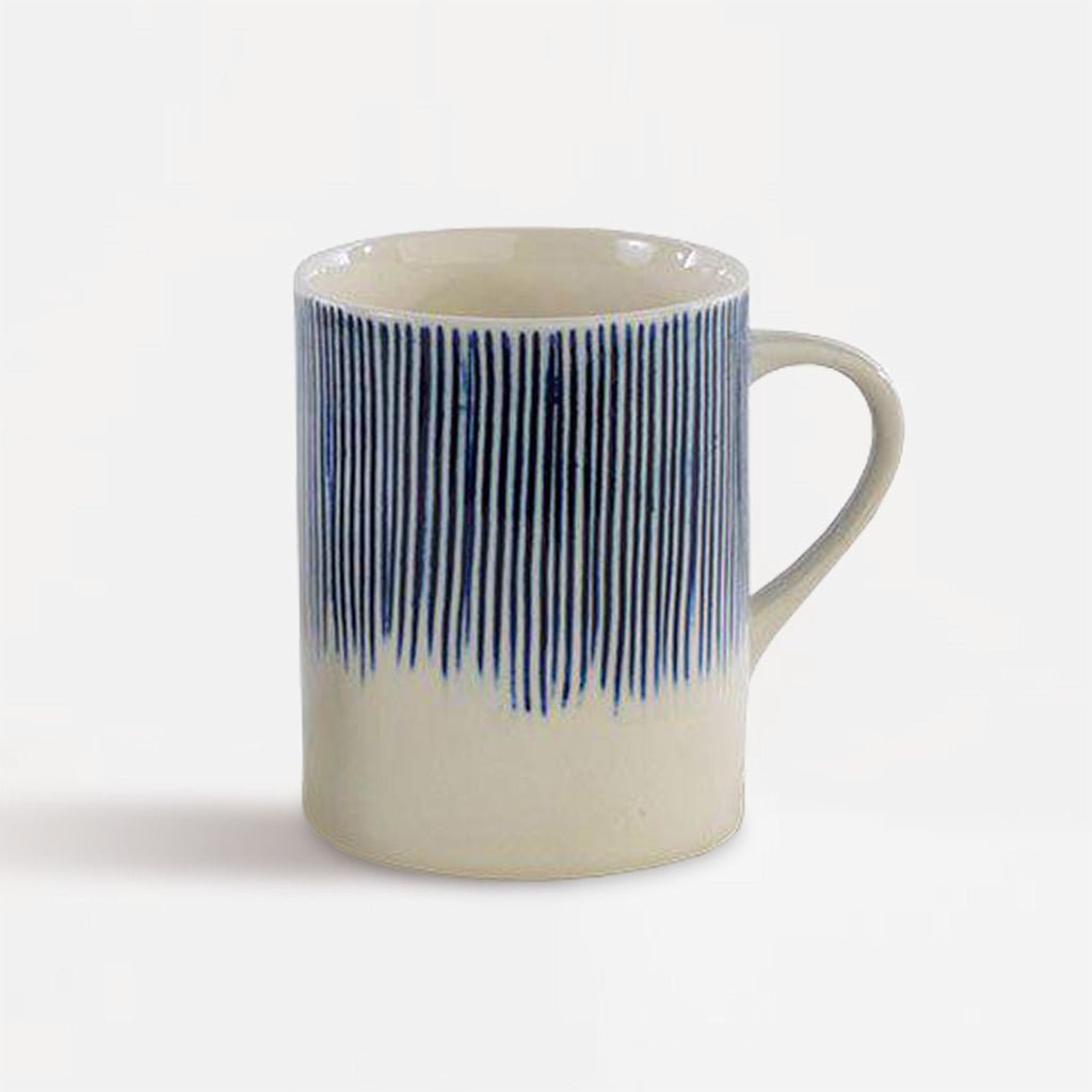 Handmade Blue & White Stripe Tall Ceramic Mug - Jo & Co Home