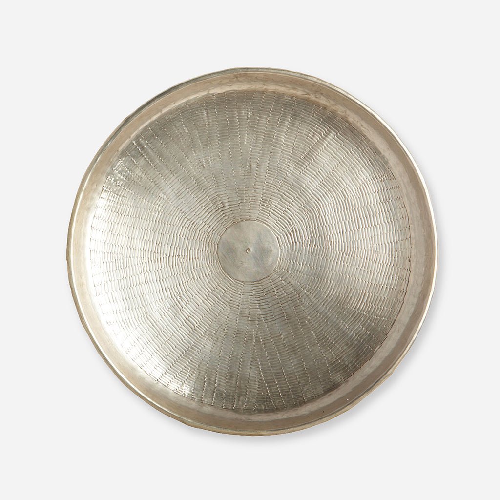 Large Round Brass Carved Tray - Jo & Co Home