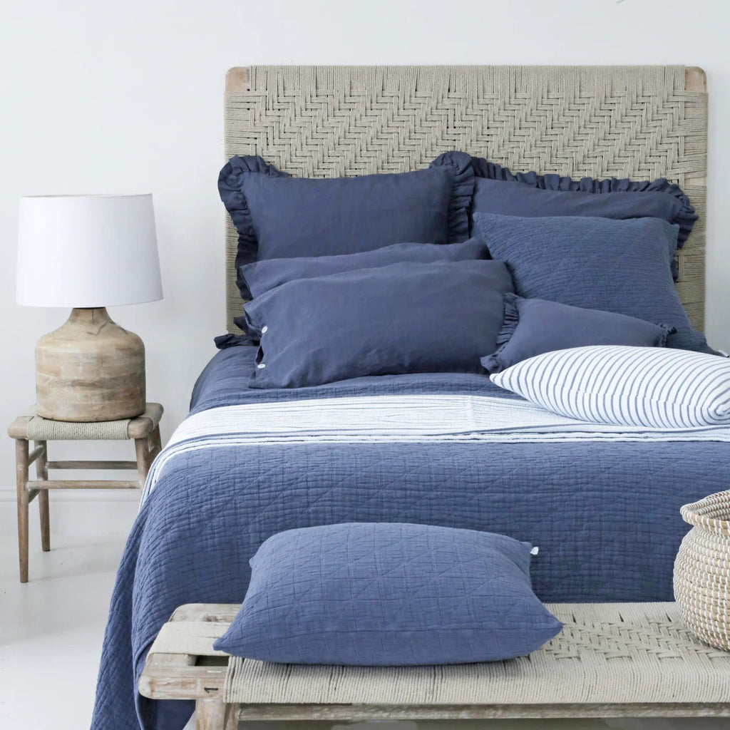 Lilla Mattelasse Aegean Blue Cushion - Jo & Co Home