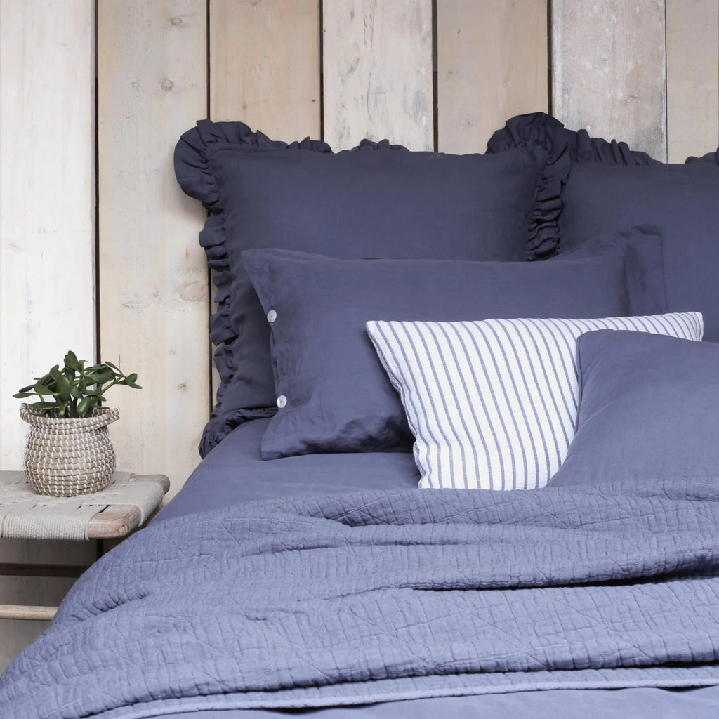 Lisbon Aegean Blue Linen Cushion - Jo & Co Home