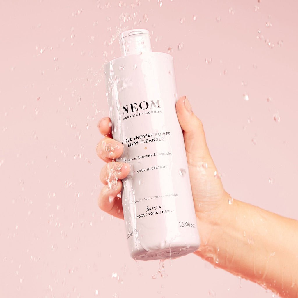 NEOM Super Shower Power Body Cleanser 500ml with spearmint, rosemary, eucalyptus.