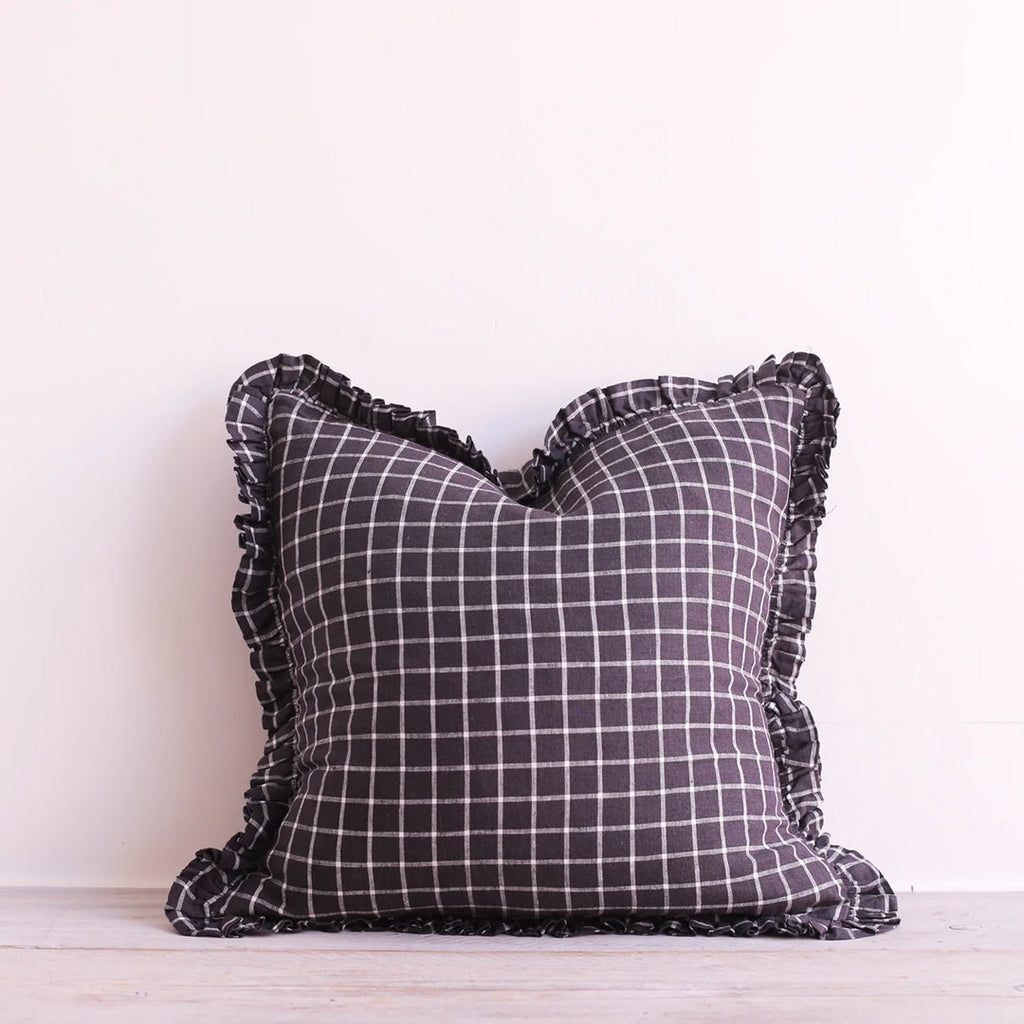 Oli Ruffle Midnight Grid Cushion - Jo & Co HomeOli Ruffle Midnight Grid CushionMorgan Wright5060919891620