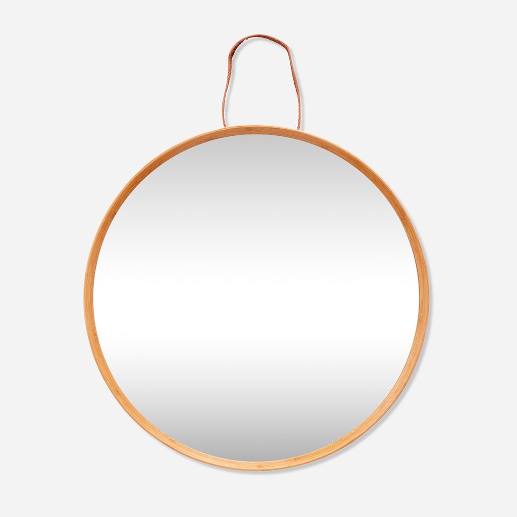 Round Mirror with Leather Strap - Jo & Co Home