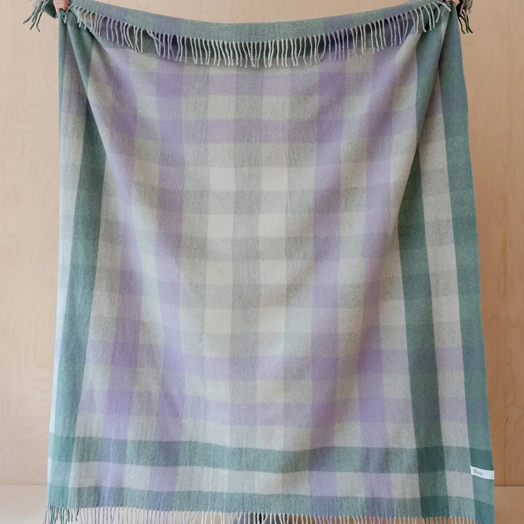 TBCo Sage Gradient Gingham Recycled Wool Blanket - Jo & Co Home