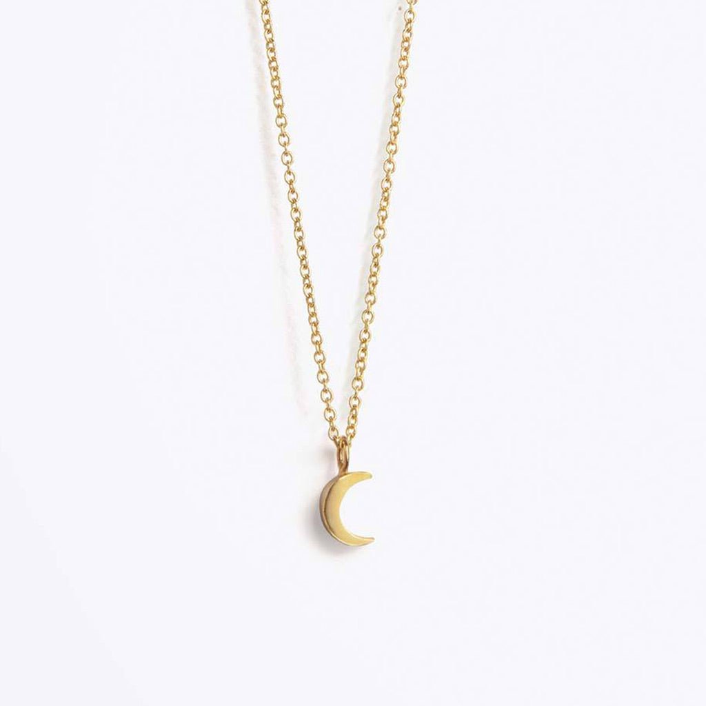 Wanderlust Life Petite Luna Crescent Fine Gold Chain Necklace - Jo & Co Home