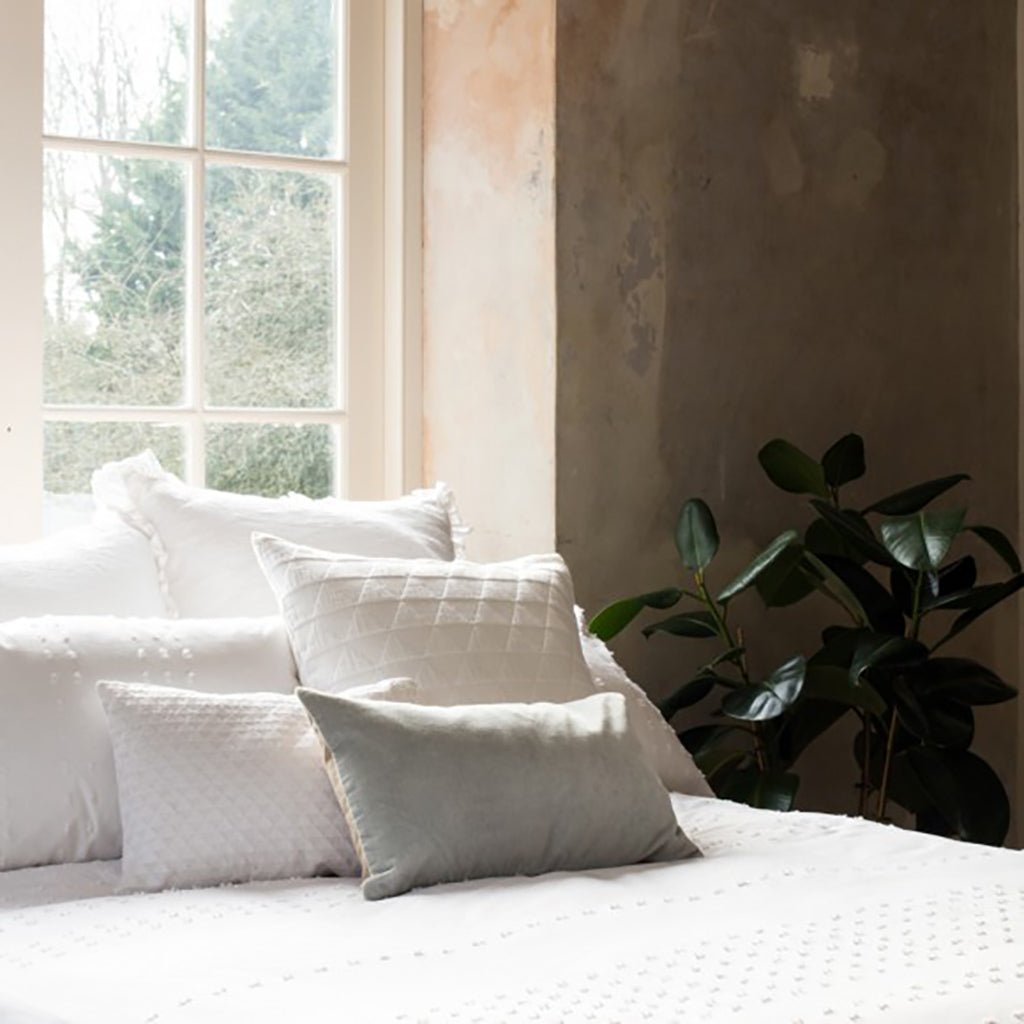 White Olivia Ruffle Cushion - Jo & Co Home